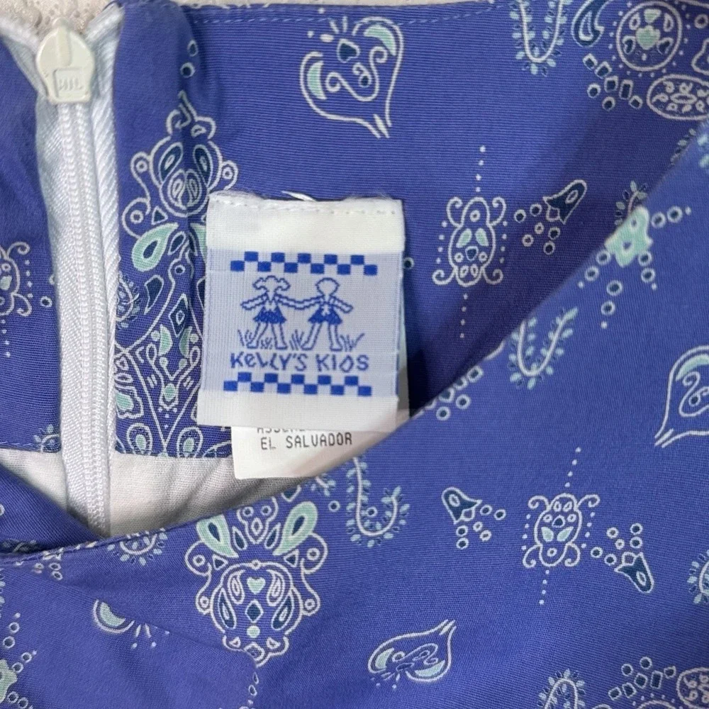 Vintage Kelly Kids Women Paisley Dress 14 Blue Beachy Bohemian Nautical Coastal‎